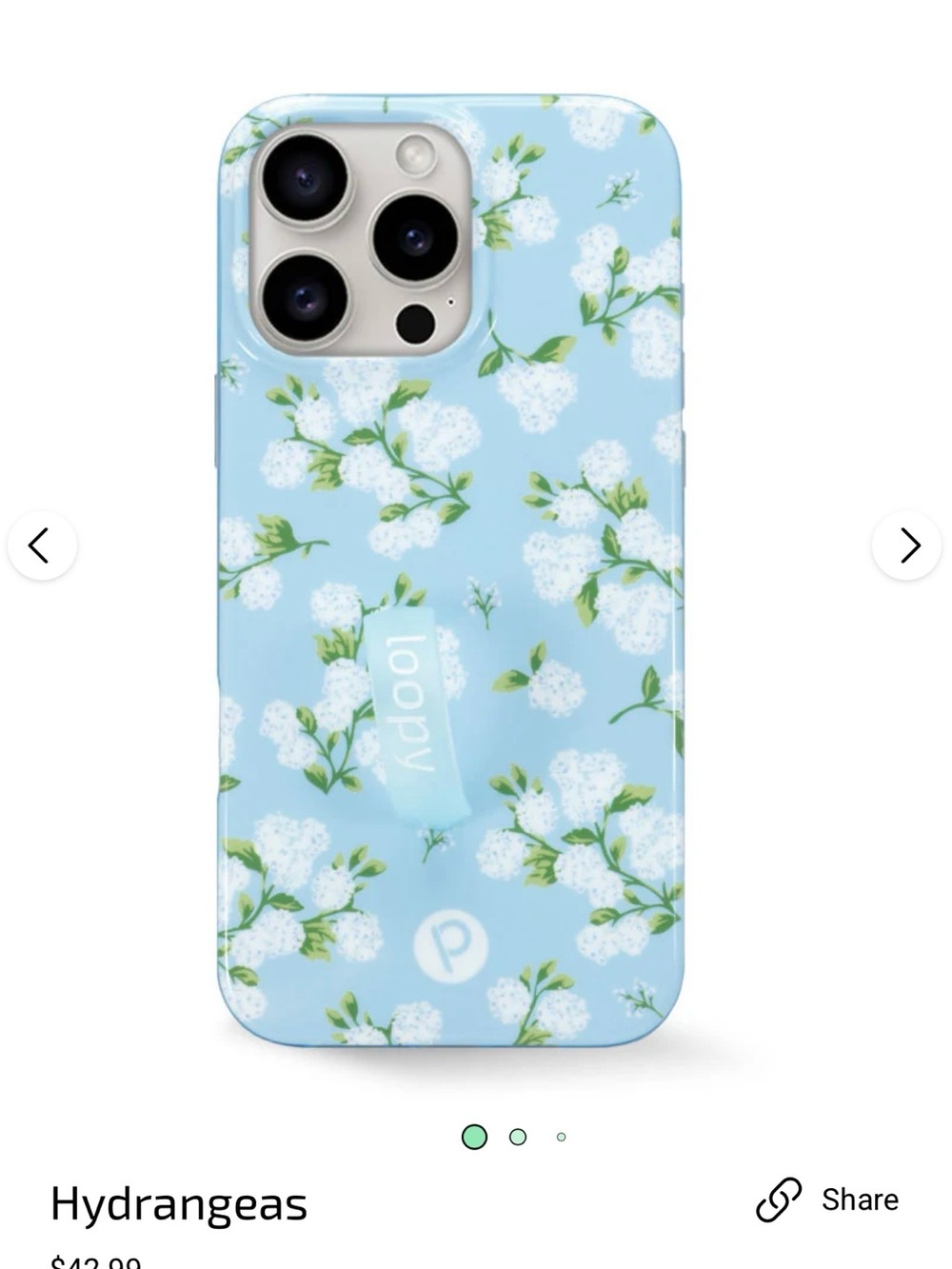 Loopy - 16 Pro Max - Hydrangea Case Floral Blue with Matching Bag - Picture 3 of 4
